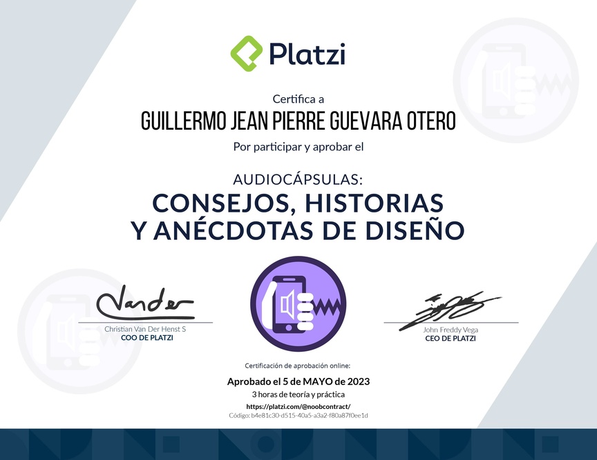 Diploma de Audiocápsulas: Consejos, Historias y Anécdotas de Diseño