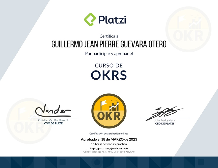 Diploma del Curso de OKRs: Herramienta Clave para Managers