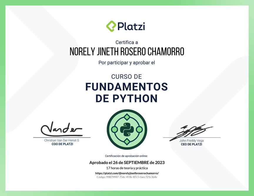 Diploma del Curso de Fundamentos de Python