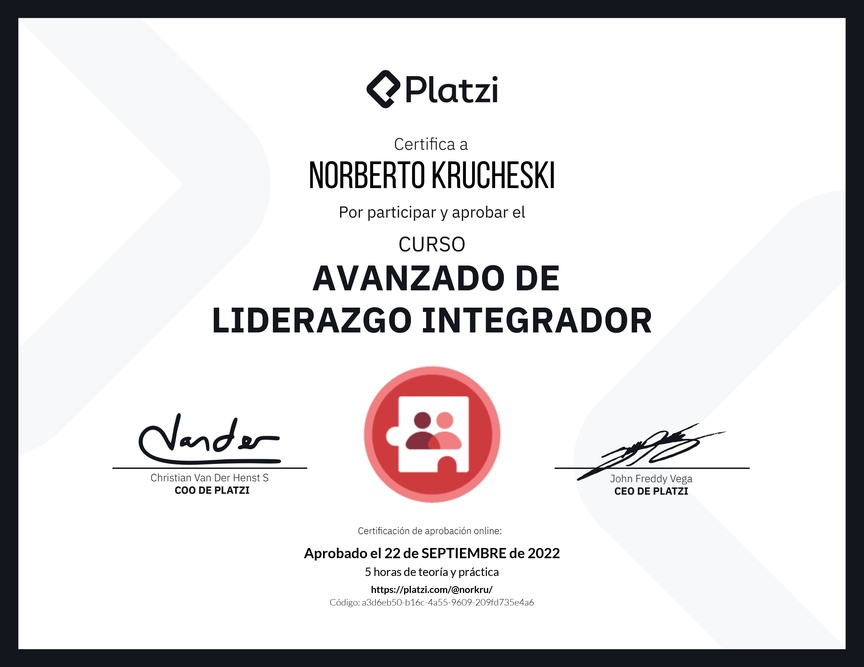 Diploma del Curso Avanzado de Liderazgo: Adapta tu Estilo de Liderazgo