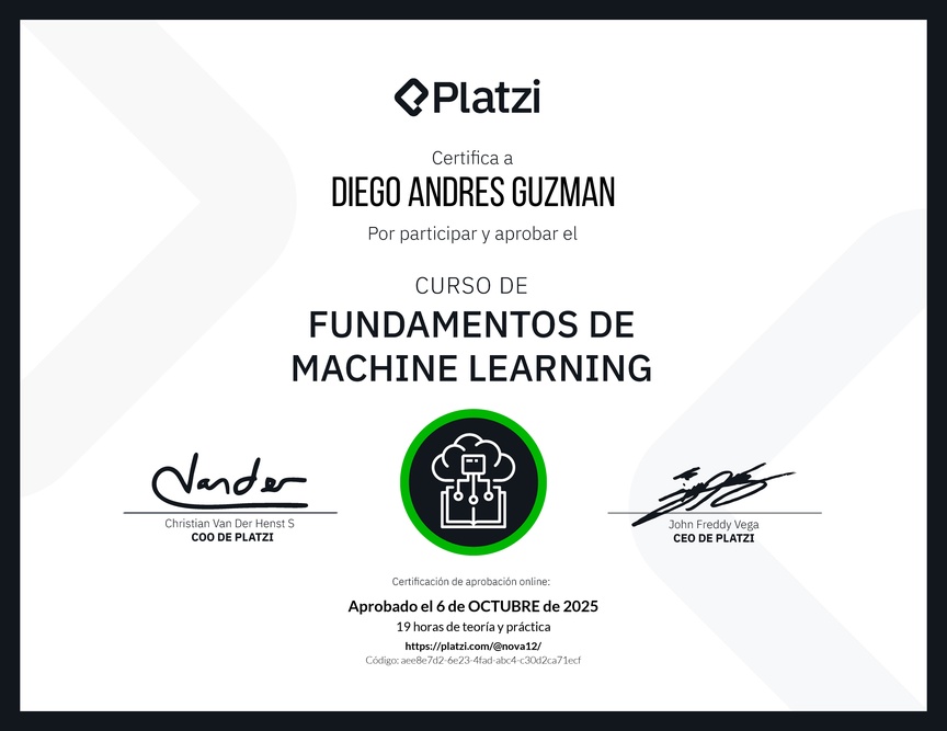 Diploma del Curso de Fundamentos de Machine Learning