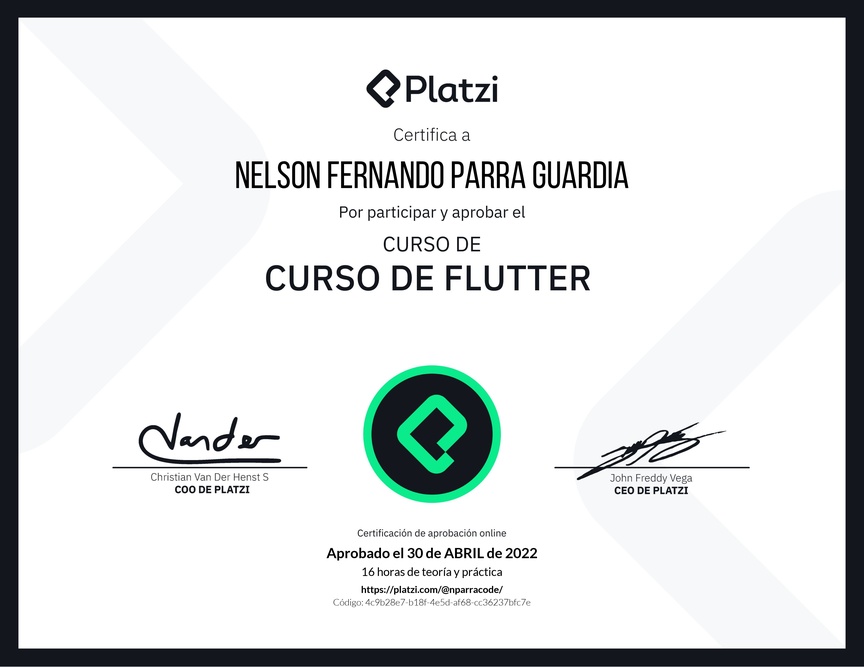 Diploma del Curso de Flutter