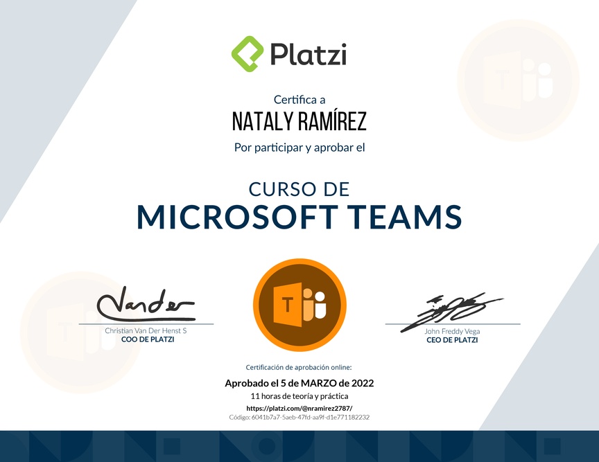 Diploma del Curso de Microsoft Teams: Optimiza la Colaboración y Gestión Empresarial (2020)