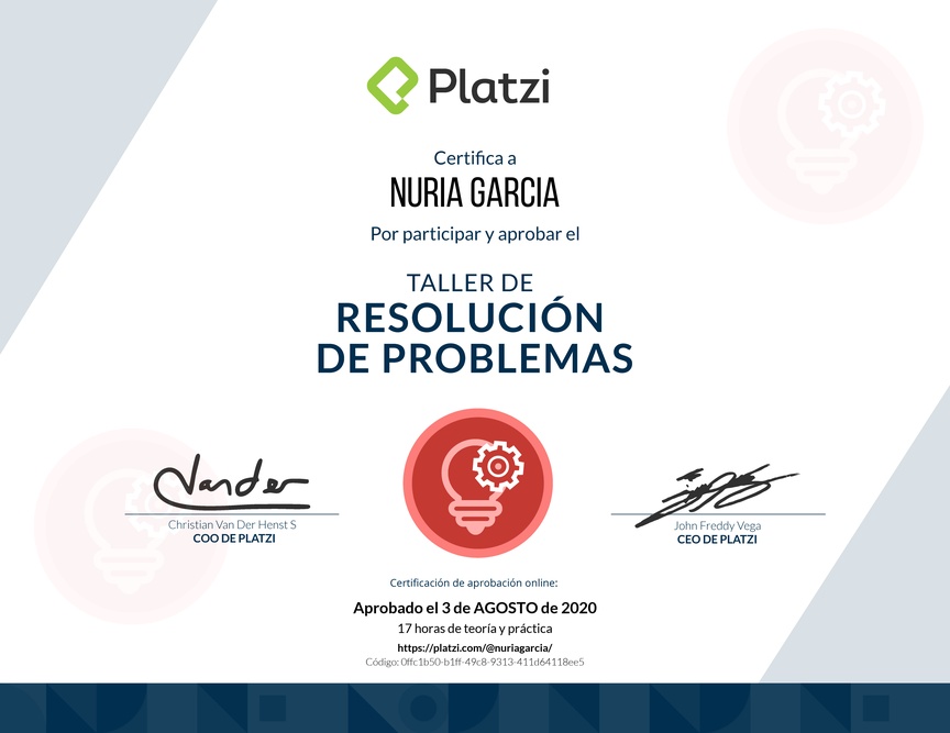 Diploma de Audiotaller de Resolución de Problemas
