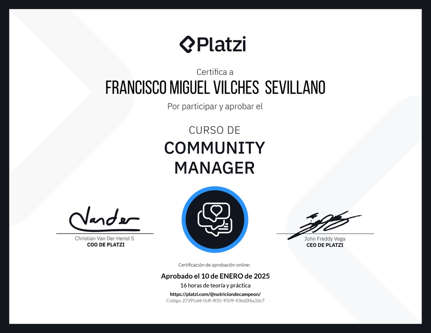 Diploma del Curso de Community Manager