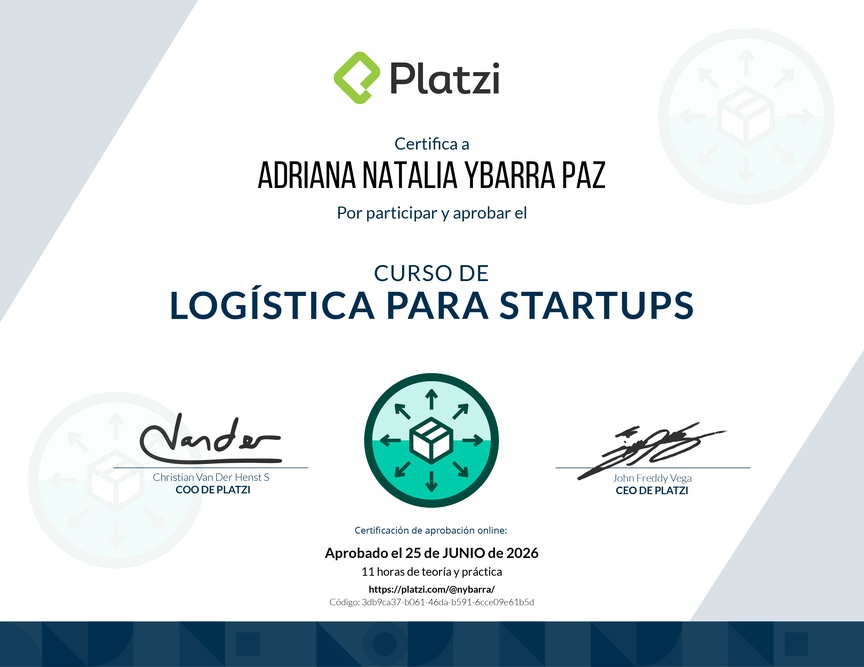 Diploma del Curso de Logística para Startups