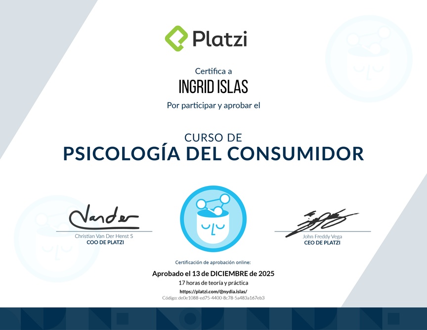 Diploma del Curso de Psicología del Consumidor