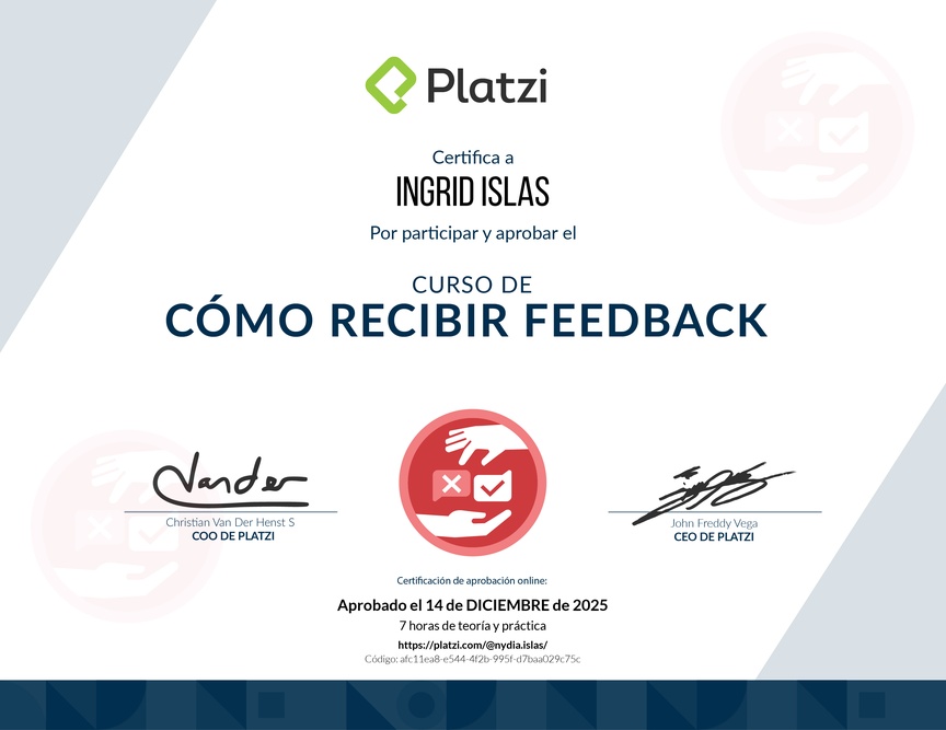 Diploma de Audiocurso de Cómo Recibir Feedback