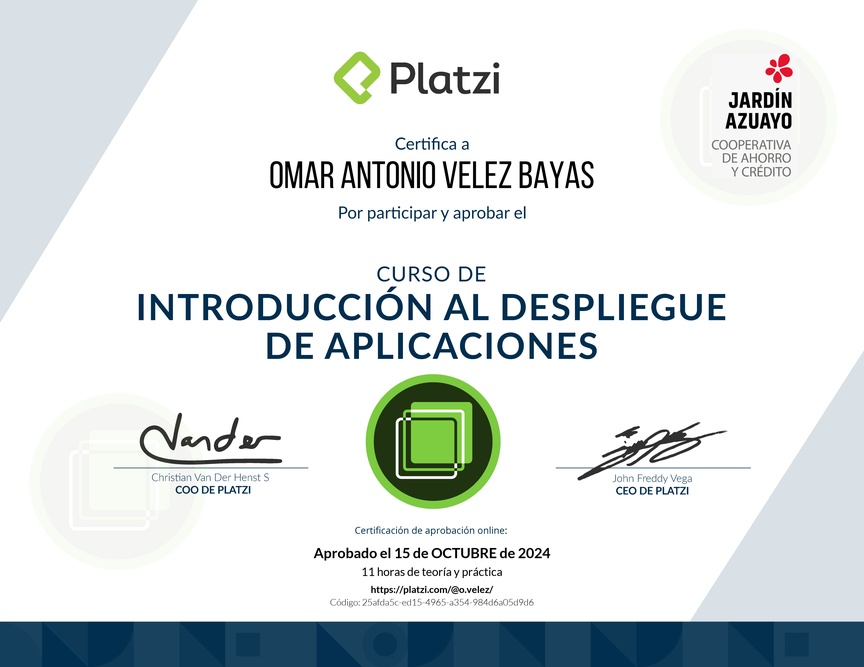 Diploma del Curso de Introducción al Despliegue de Aplicaciones