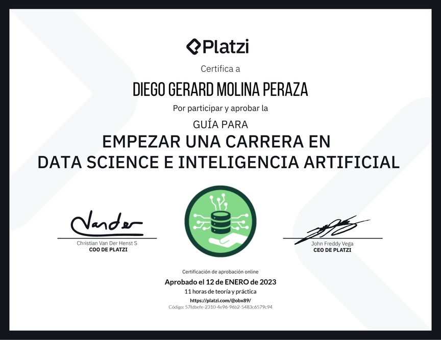 Diploma de Guía para Empezar una Carrera en Data Science e Inteligencia Artificial