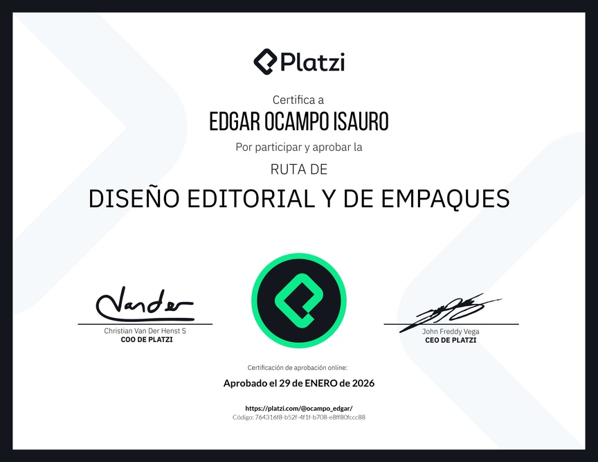 Diploma de la Ruta de Aprendizaje de Diseño Editorial y de Empaques