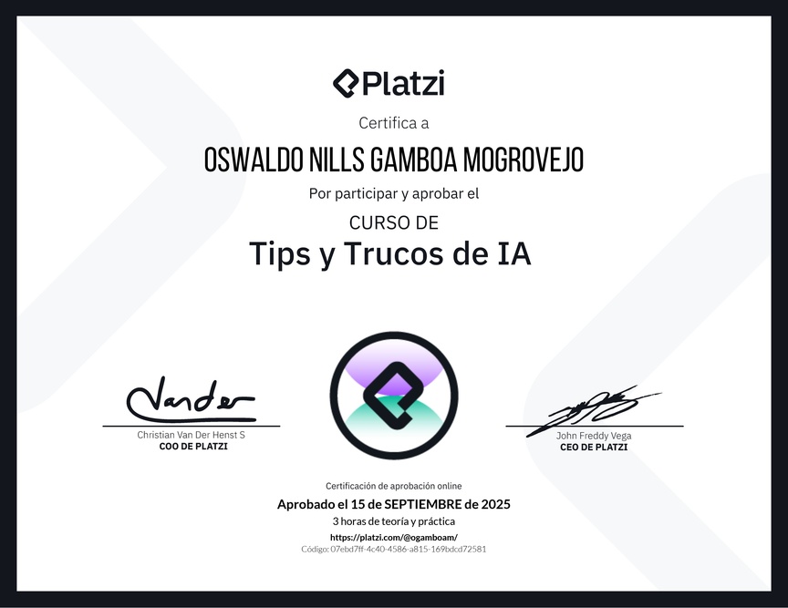 Diploma del Curso de tips y trucos de IA