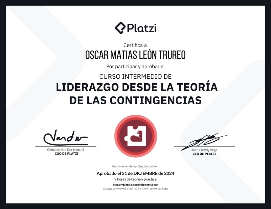 Diploma del Curso Intermedio de Liderazgo: Evalúa los Comportamientos de un Líder