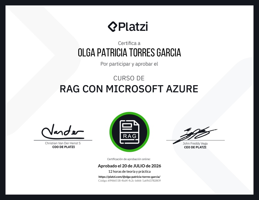 Diploma del Curso de RAG con Microsoft Azure