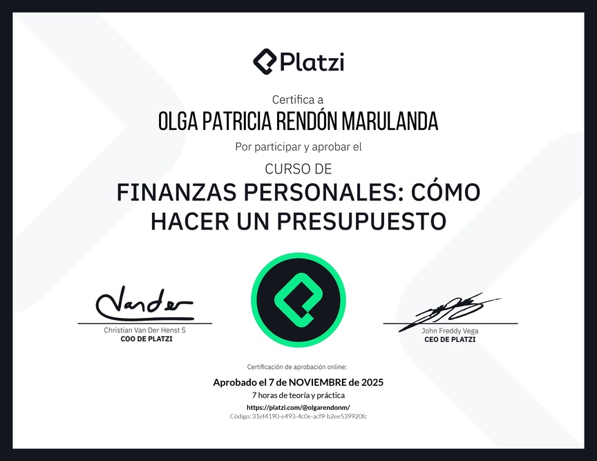 Diploma del Curso de Finanzas Personales: Cómo hacer un Presupuesto