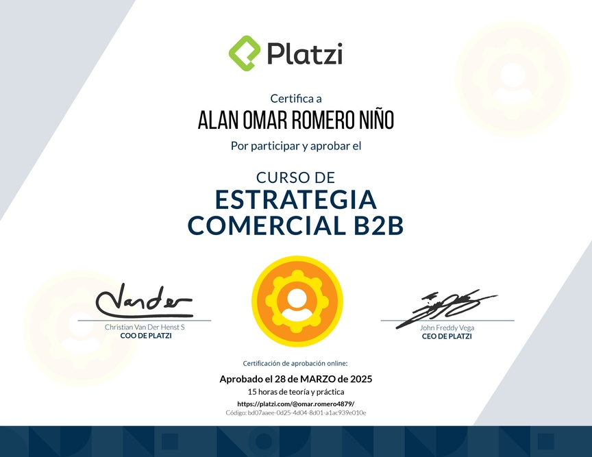 Diploma del Curso de Estrategia Comercial B2B