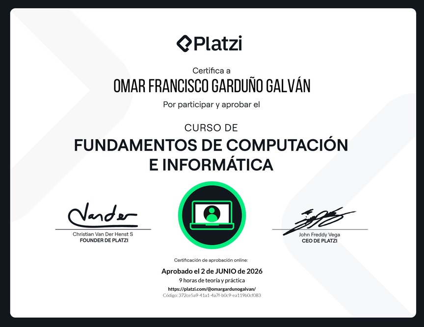 Diploma del Curso de Fundamentos de Computación e Informática