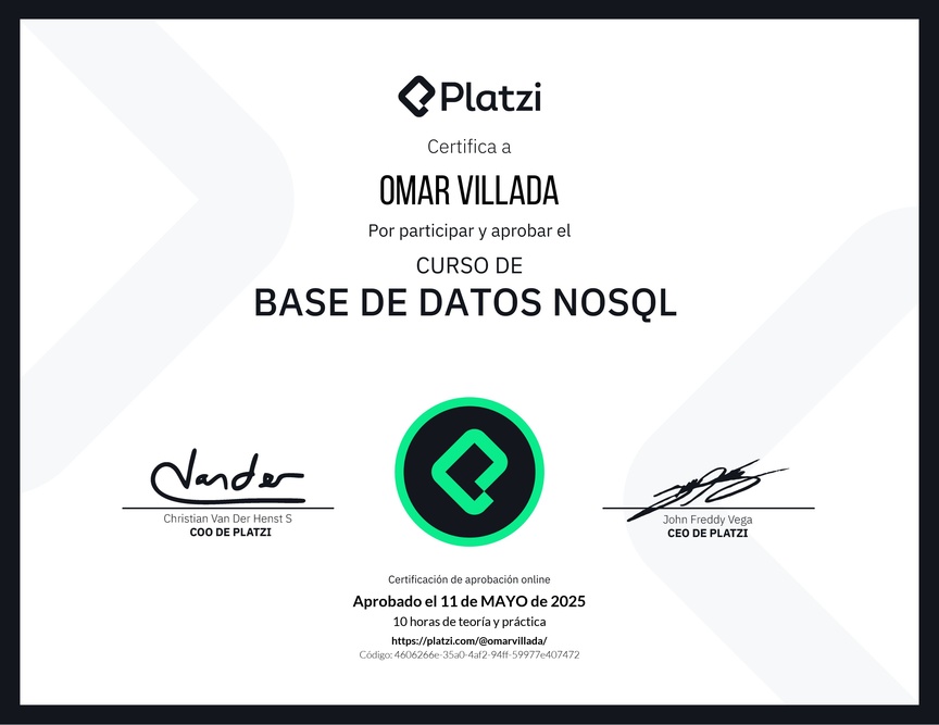 Diploma del Curso de Base de Datos NoSQL