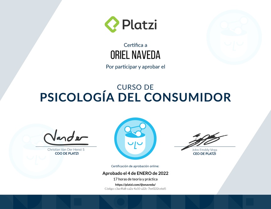 Diploma del Curso de Psicología del Consumidor