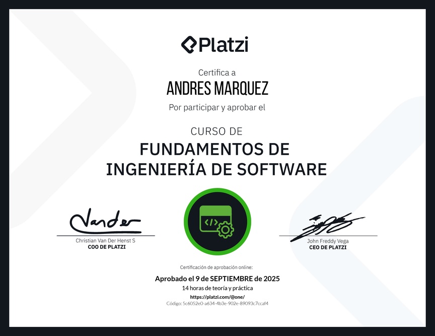 Diploma del Curso de Fundamentos de Ingeniería de Software