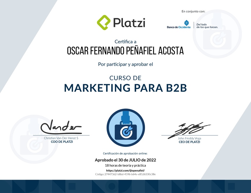 Diploma del Curso de Marketing para B2B