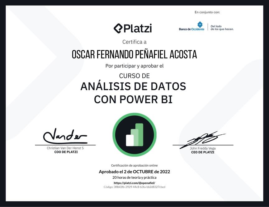 Diploma del Curso de Análisis de Datos con Power BI
