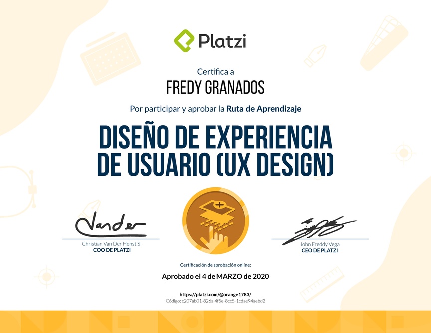 Diploma de la Ruta de Aprendizaje de Diseño de Experiencia de Usuario (UX Design)