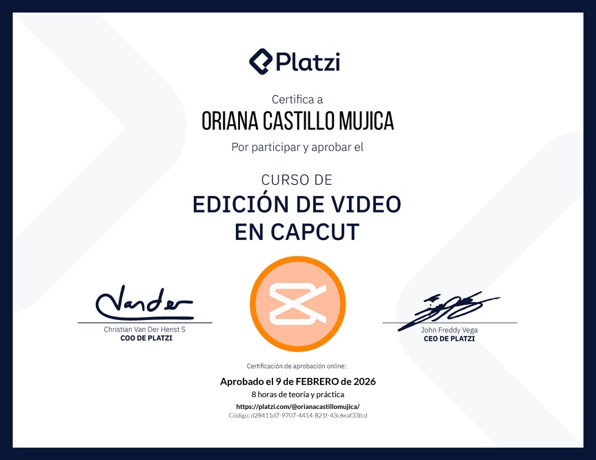 Diploma del Curso de Edición de Video con Capcut