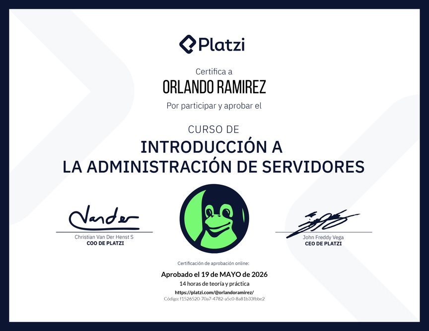 Diploma del Curso de Introducción a la Administración de Servidores Linux