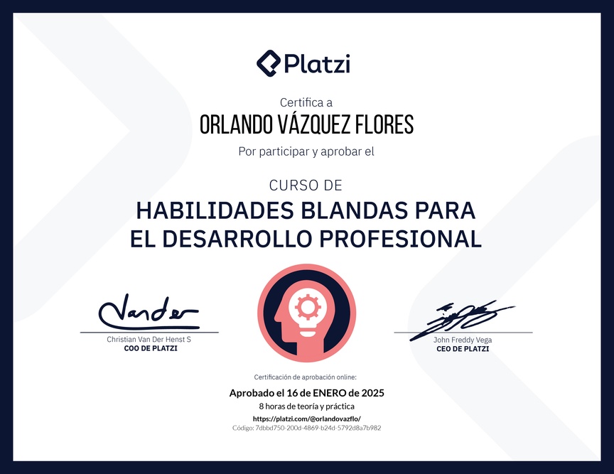 Diploma del Curso de Habilidades Blandas para el Desarrollo Profesional