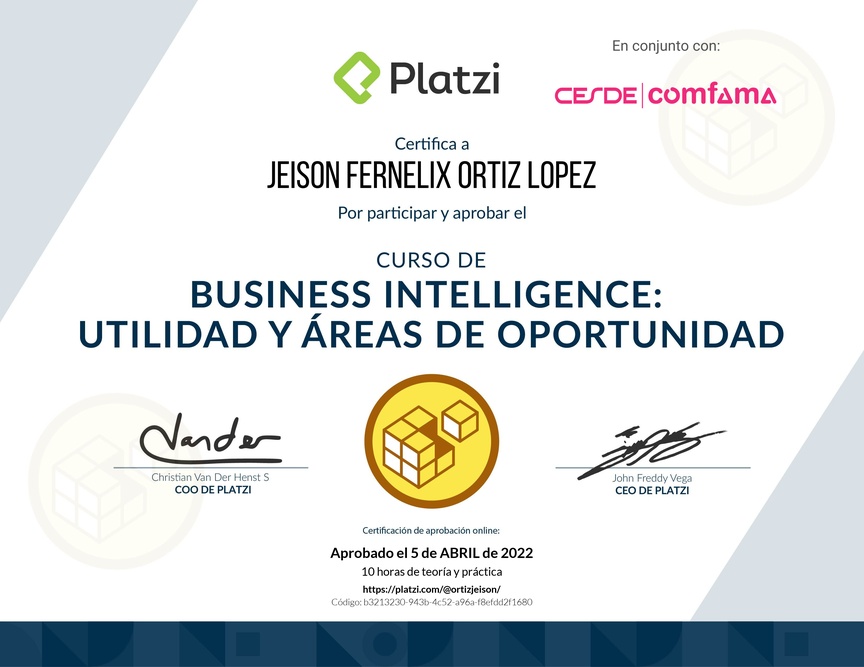 Diploma del Curso de Business Intelligence: Utilidad y Áreas de Oportunidad