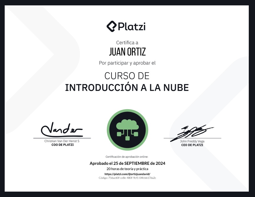 Diploma del Curso de Introducción a la Nube