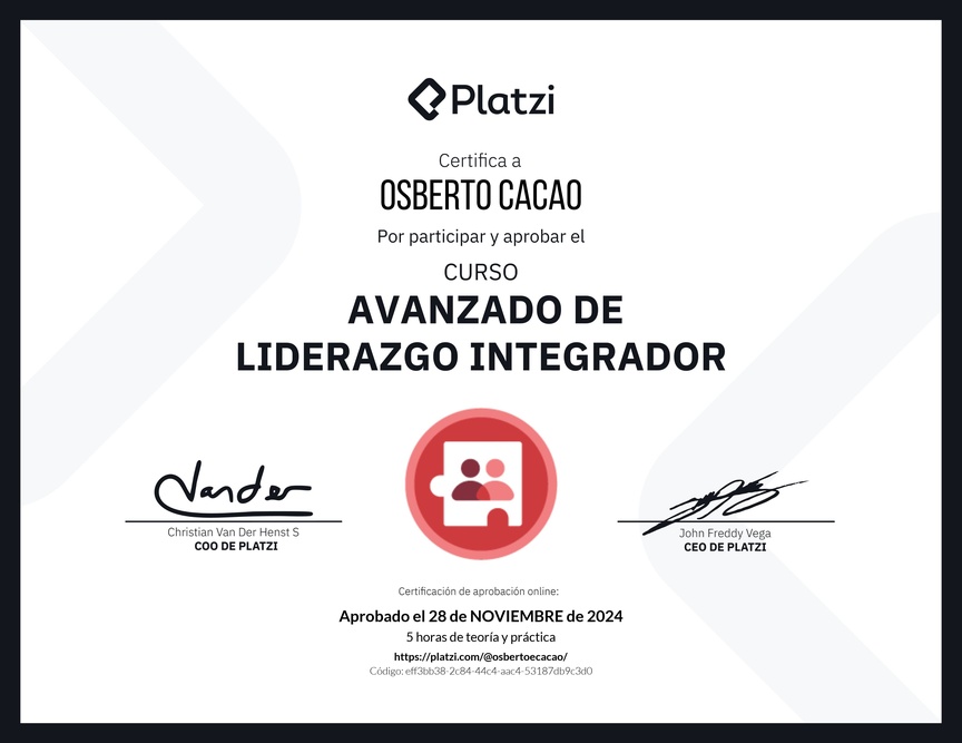Diploma del Curso Avanzado de Liderazgo: Adapta tu Estilo de Liderazgo