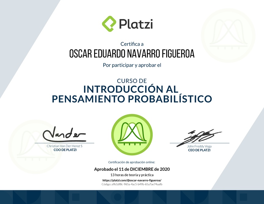 Diploma del Curso de Introducción al Pensamiento Probabilístico