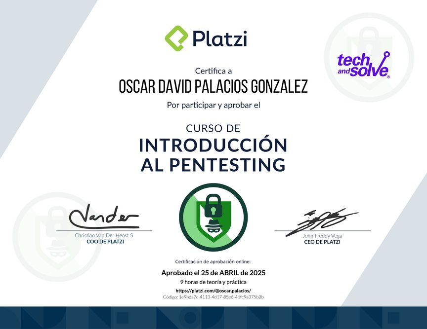 Diploma del Curso de Introducción al Pentesting