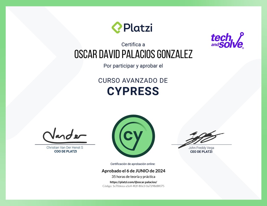 Diploma del Curso de Cypress Avanzado