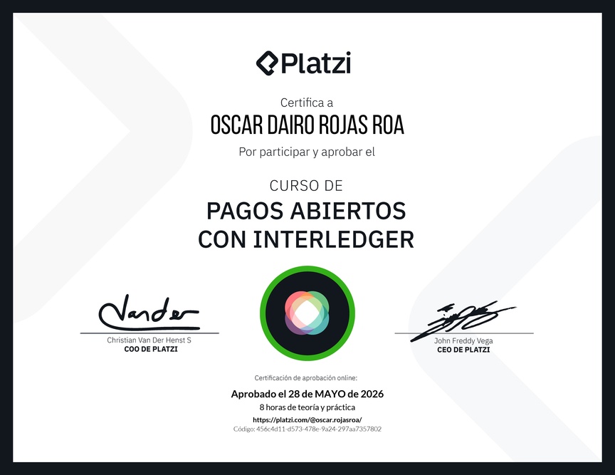 Diploma del Curso de Pagos Abiertos con Interledger