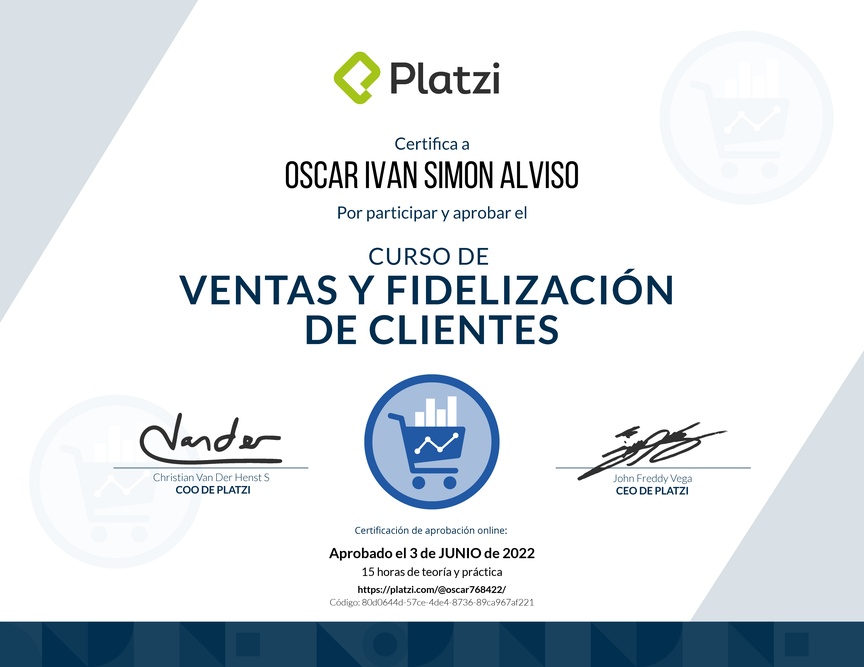 Diploma del Curso de Ventas y Fidelización de Clientes con Buyer Journey