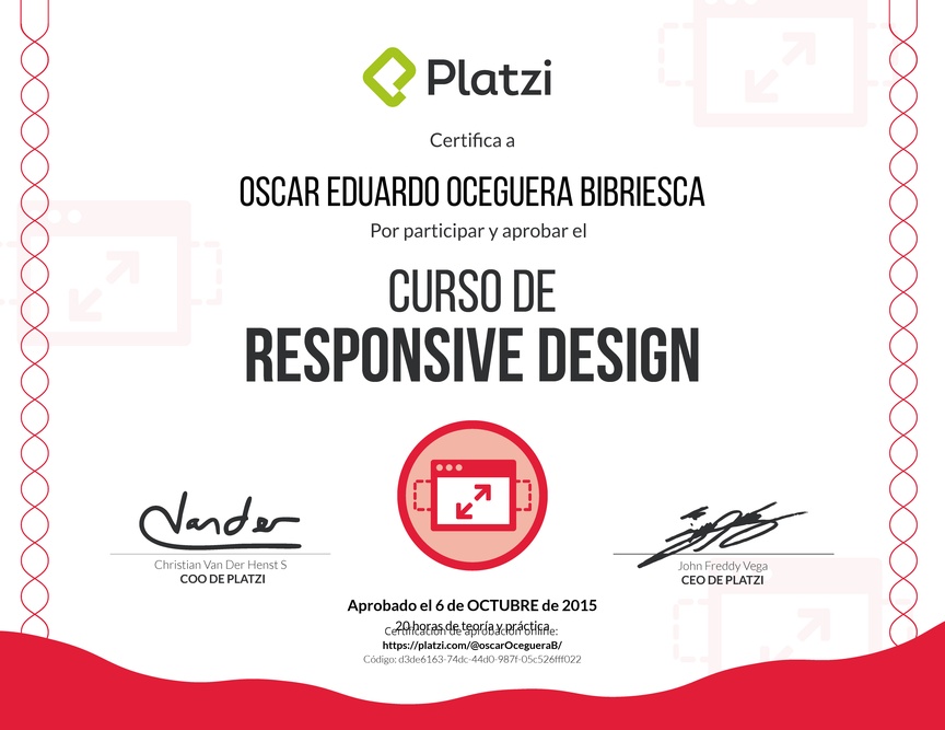 Diploma del Curso de Responsive Design 2015