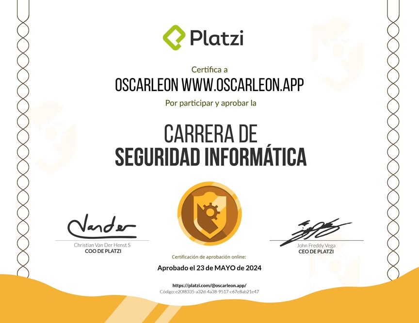 Diploma de la Ruta de Aprendizaje de Seguridad Informática