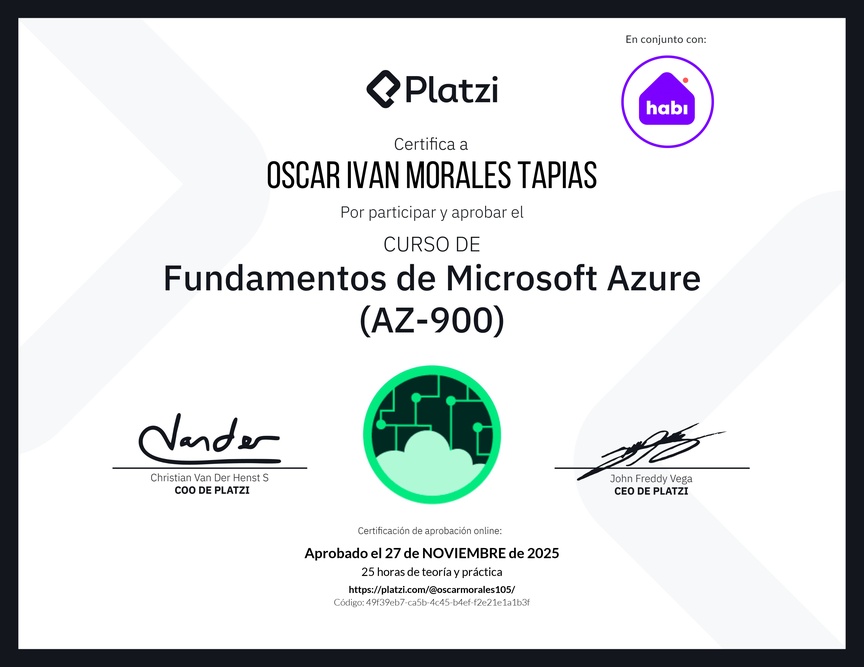 Diploma del Curso de Fundamentos de Microsoft Azure (AZ-900)
