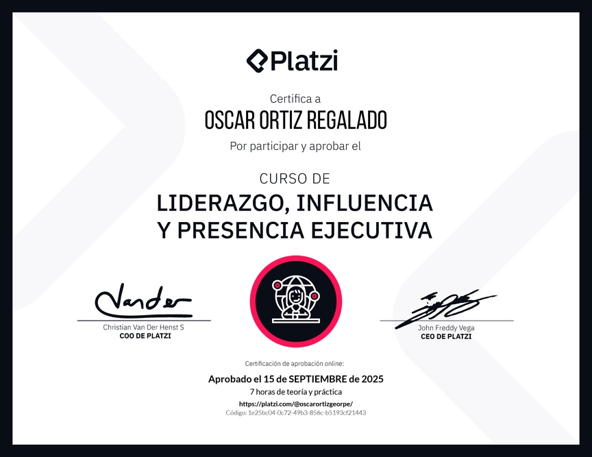 Diploma del Curso de Liderazgo, Influencia y Presencia Ejecutiva