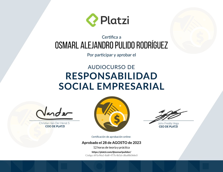 Diploma de Audiocurso de Responsabilidad Social Empresarial
