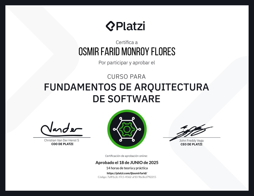 Diploma del Curso de Fundamentos de Arquitectura de Software