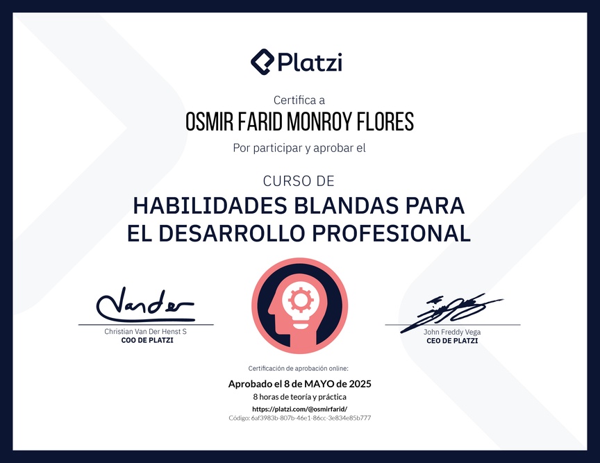 Diploma del Curso de Habilidades Blandas para el Desarrollo Profesional