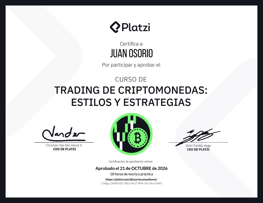 Diploma del Curso de Trading de Criptomonedas: Estilos y Estrategias