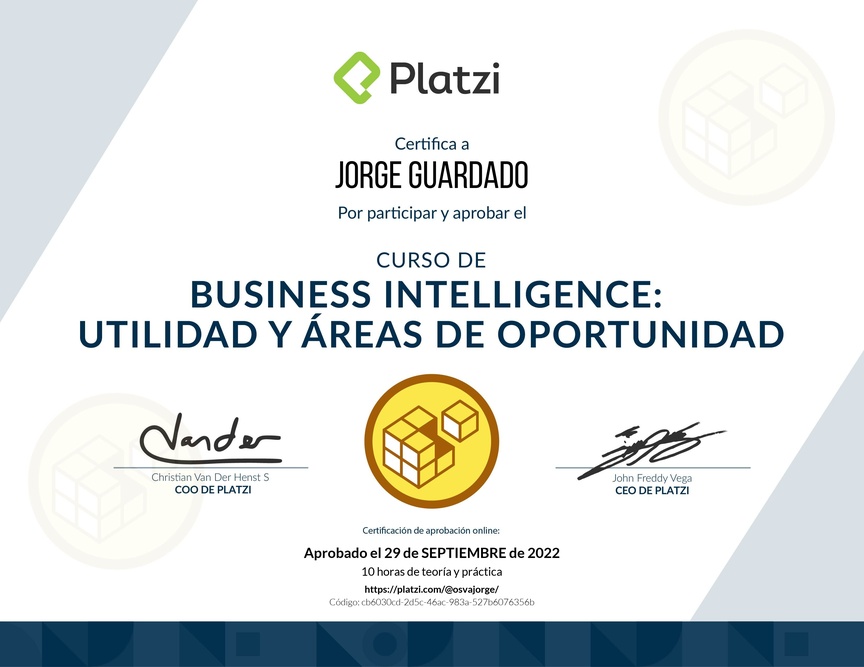 Diploma del Curso de Business Intelligence: Utilidad y Áreas de Oportunidad