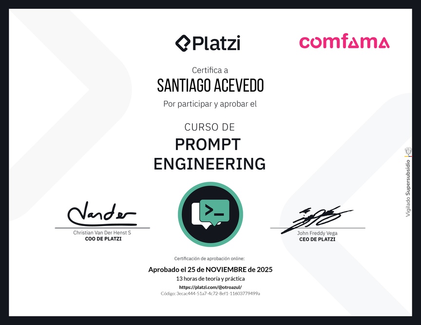 Diploma del Curso de Prompt Engineering