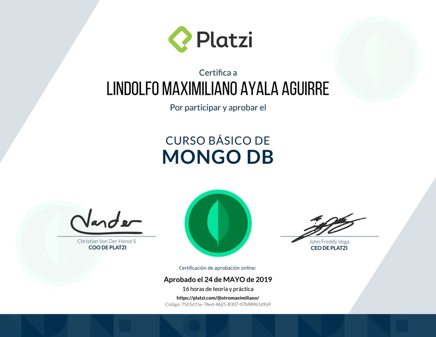 Diploma del Curso Básico de MongoDB