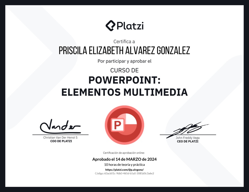 Diploma del Curso de PowerPoint: Elementos Multimedia